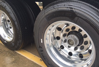 Image of tractor-trailer wheels.