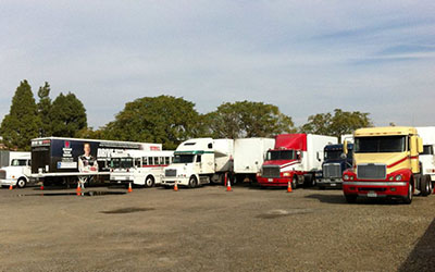 Image of different trucks parked on ACI range
